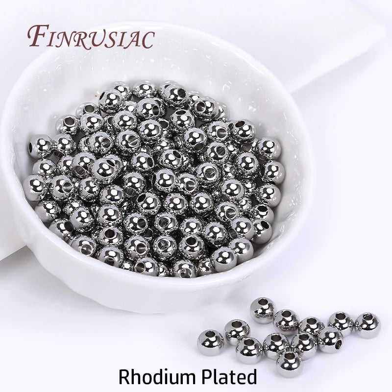 18K Gold Plated Spacer Beads 2-6mm Round DIY Jewelry