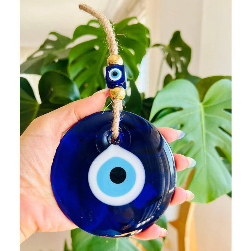 Blue Evil Eye Glass Wall Hanging Decor