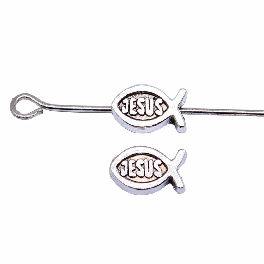 WYSIWYG 40pcs 8x5mm Antique Silver Color Antique Gold Color Jesus Fish Beads For Jewelry Making DIY Jewelry Findings
