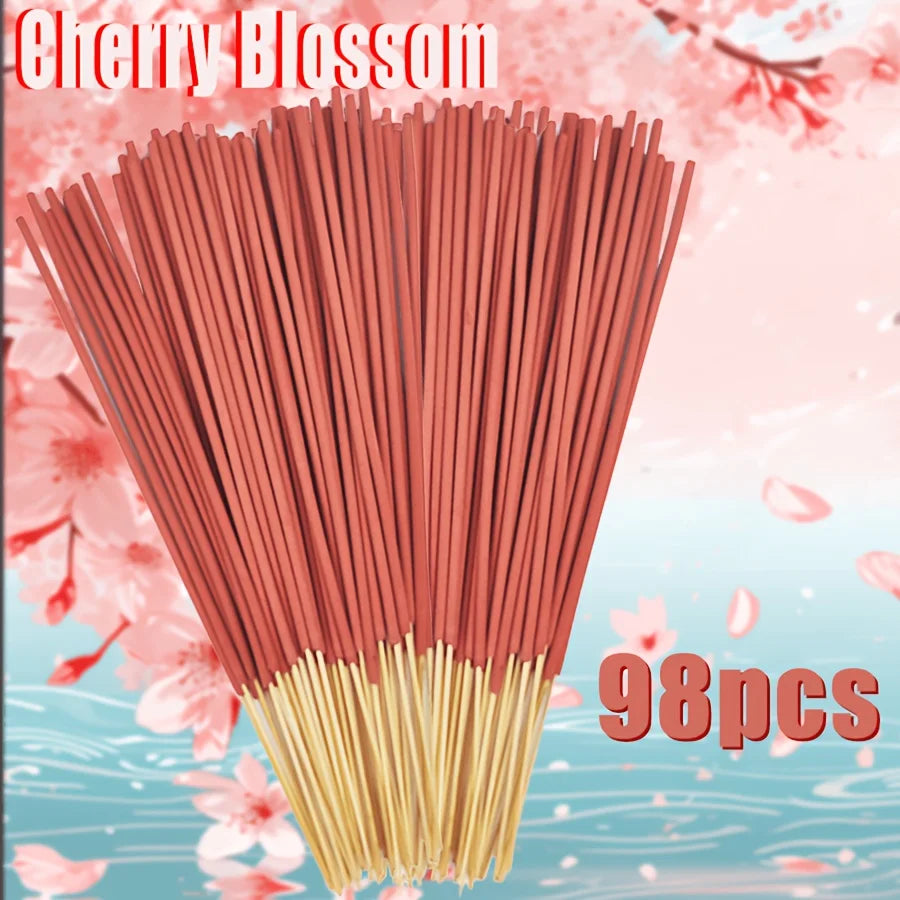 19/49/98/198 pink cherry blossom incense sticks 22.0cm Soft and delicate fragrance, suitable for bedrooms, study rooms, tea rooms, and for relieving stress at work, enhancing the ambiance for guests, with stable burnin