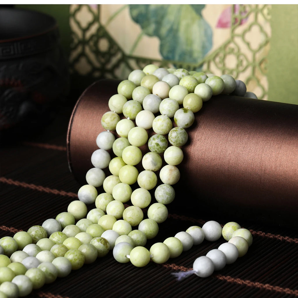 4/6/8/10mm Natural Stone Afghan Green Jade Beads Round Loose Gemstone For Jewelry Making DIY Supplies Bracelet Accessory 15"