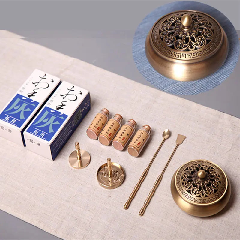 Pure Copper Incense Set Incense Seal Sandalwood Agarwood Powder Hit Seal Tools Beginner Tools Incense Burner Tower