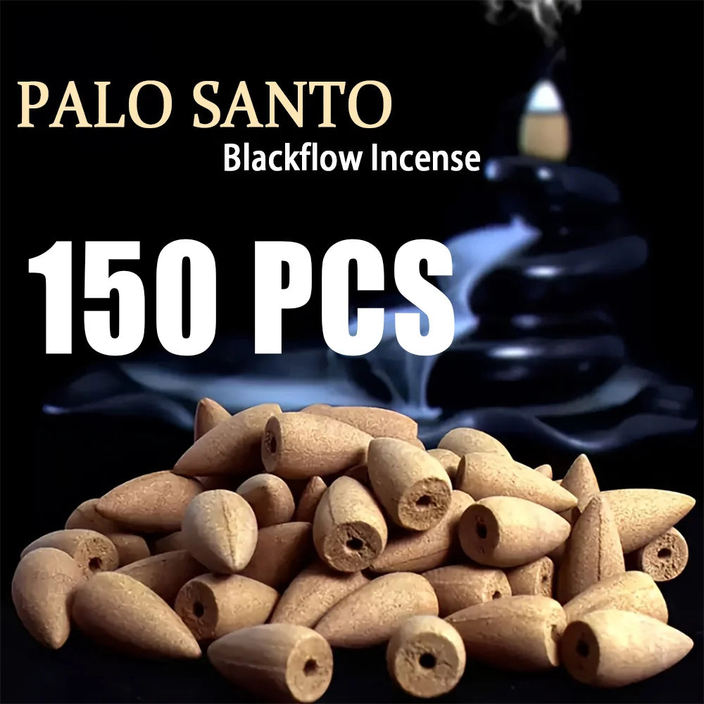 High-Quality Palosanto Flavored Natural Backflow Incense Cones, with Rich Aroma, Burn for a Long Time, Creating an Aesthetic Smoke Effect, Suitable for Purifying the Air, Meditation, Yoga, Reading, Etc.