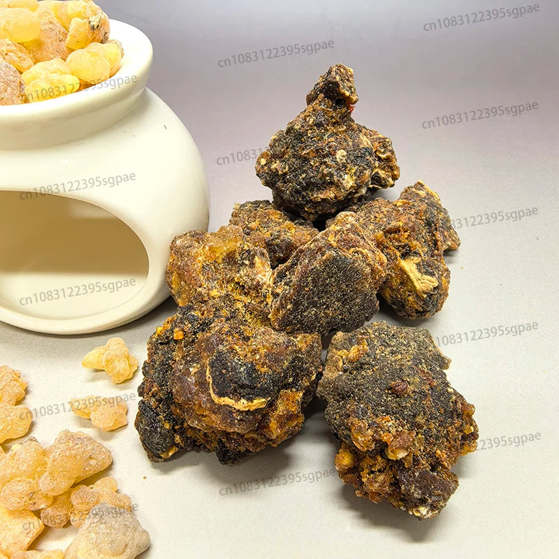 300g Premium Natural Resin Incense Pack: 100g Frankincense & 100g Myrrh for Stress Relief，and 100g Pine Rosin，100% Pure