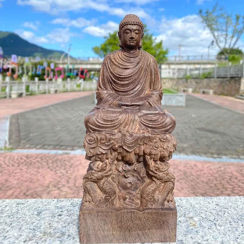 Hand-Carved Agarwood Buddha Statue 20cm 30cm