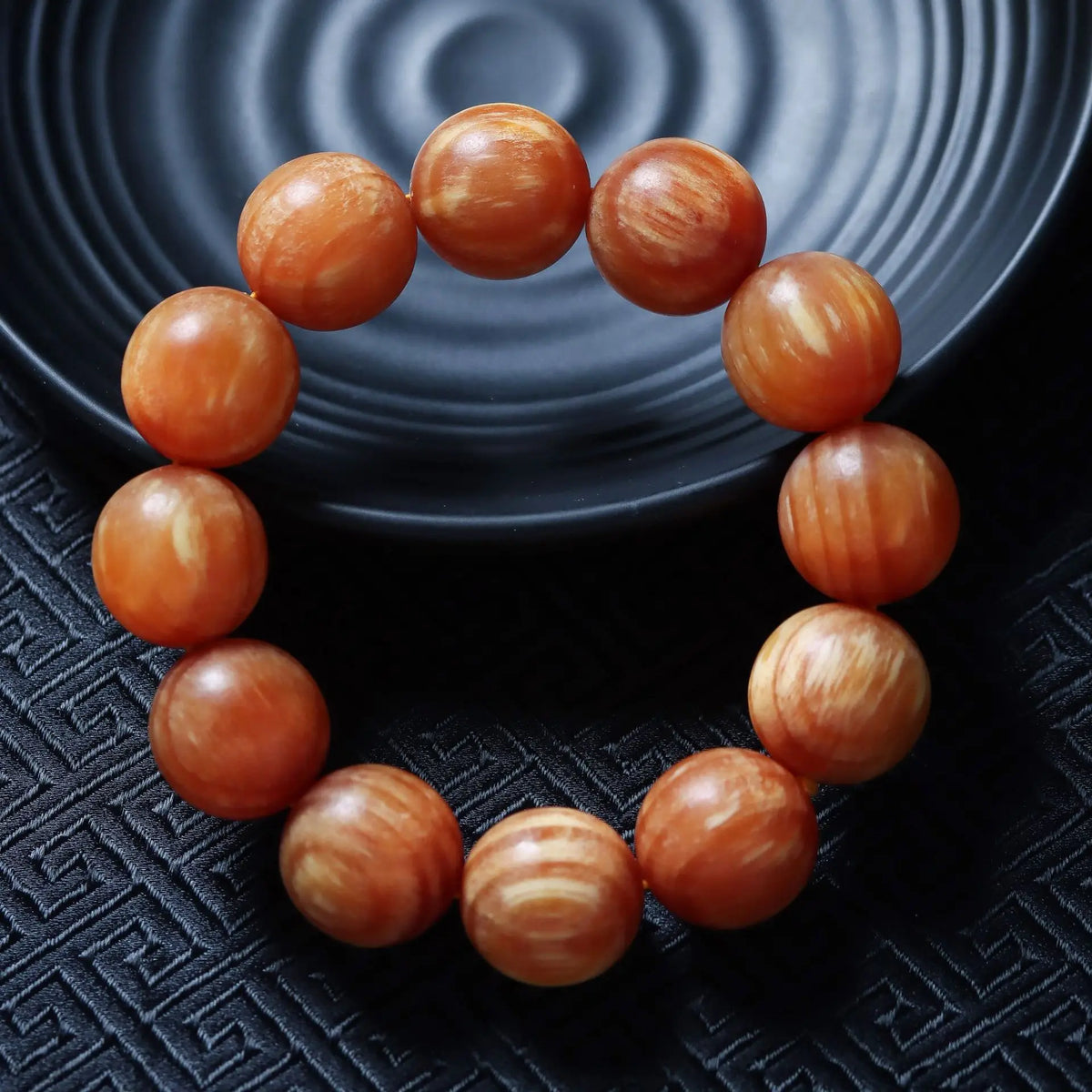 Amber Wood Beads Bracelet 20mm Ethnic Style