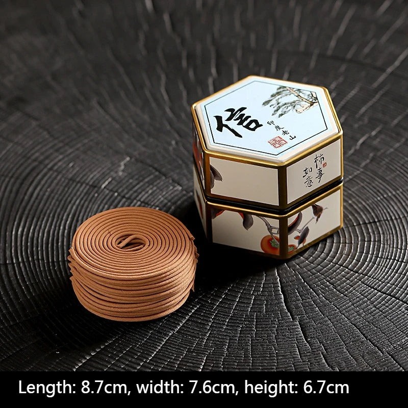 Natural Coil Incense Huian Agarwood Hexagonal Box Pear Tent Incense Tearoom Study Home bedroom Purify The Air and Remove Odors