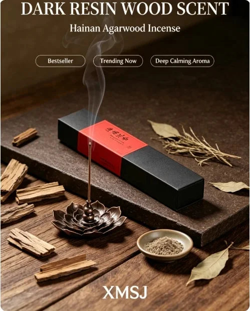 H Trending Hainan Agarwood Incense Set,Natural Qi Nan Wood Sticks 20g About 95 Sticks, Deep Resin Scent for Home Meditation Yoga