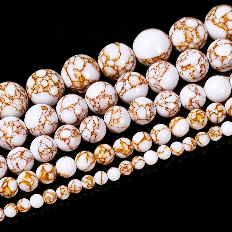 Natural Lava Jaspers Stone Beads Snake Skin Stone Turquoise Agates Round Loose Beads For Jewelry Making DIY Bracelet Accessories
