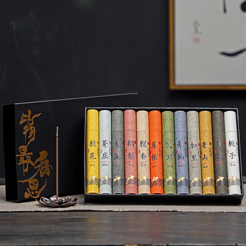 Incense Sticks Gift Box Sandalwood Agarwood Incense Sticks Fragrance Household Indoor Floral Scent Mugwort for Relaxation
