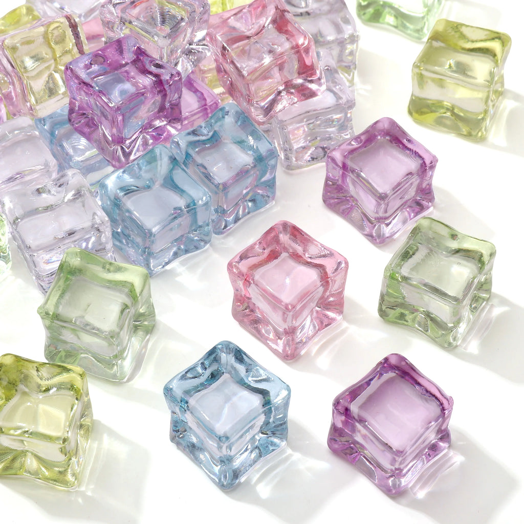 Colorful 18mm Plastic Ice Cubes 10pcs Transparent Beads