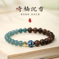 Natural Nha Trang Agarwood Bracelet with Blue Water Jadeite and Cloisonne Lotus Fortune Beads for Women Gifts