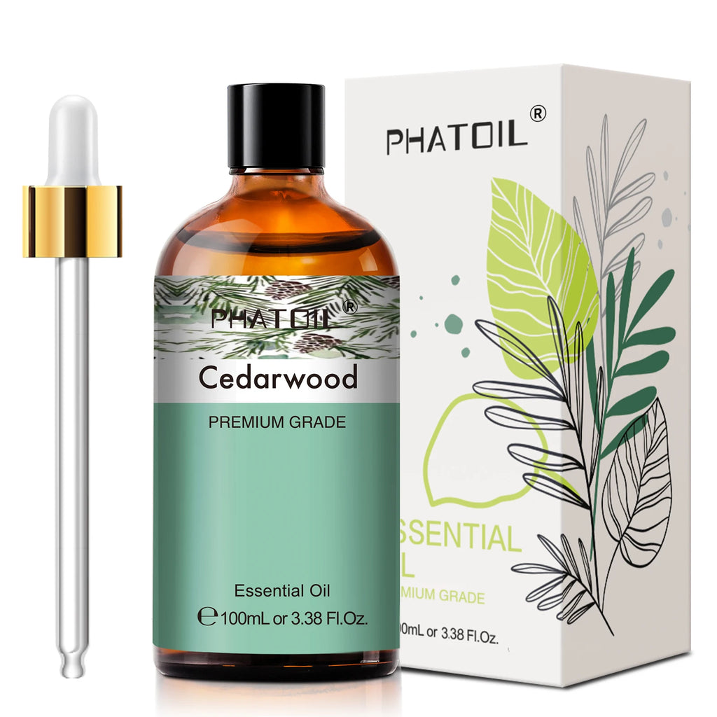 PHATOIL 1PCS Cedarwood Essential Oil 10ml/30ml/100ml - Pure Natural for Aromatherapy,Diffuser,Massage,Candle Making, Hair Care