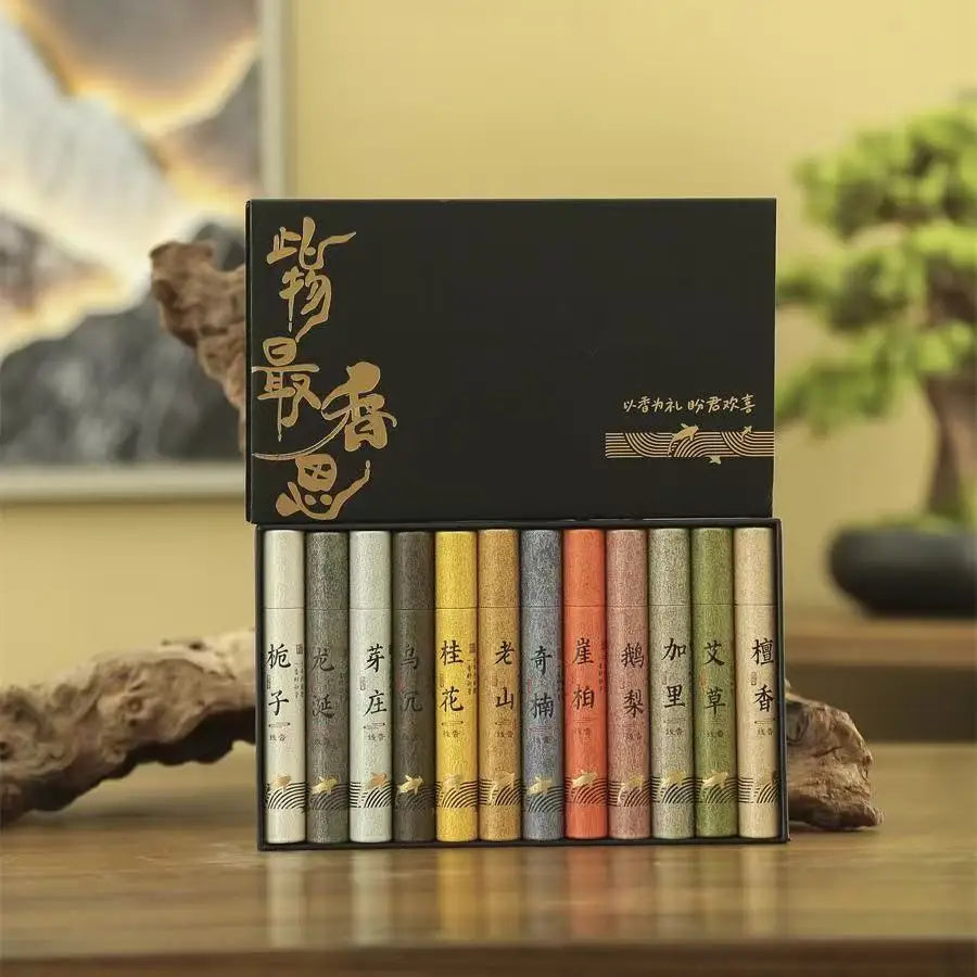 12 Types of Natural Incense Per Box Sandalwood Osmanthus Incense Stick Home Fragrance Aroma Blessing Ceremony Pray Buddha Cense