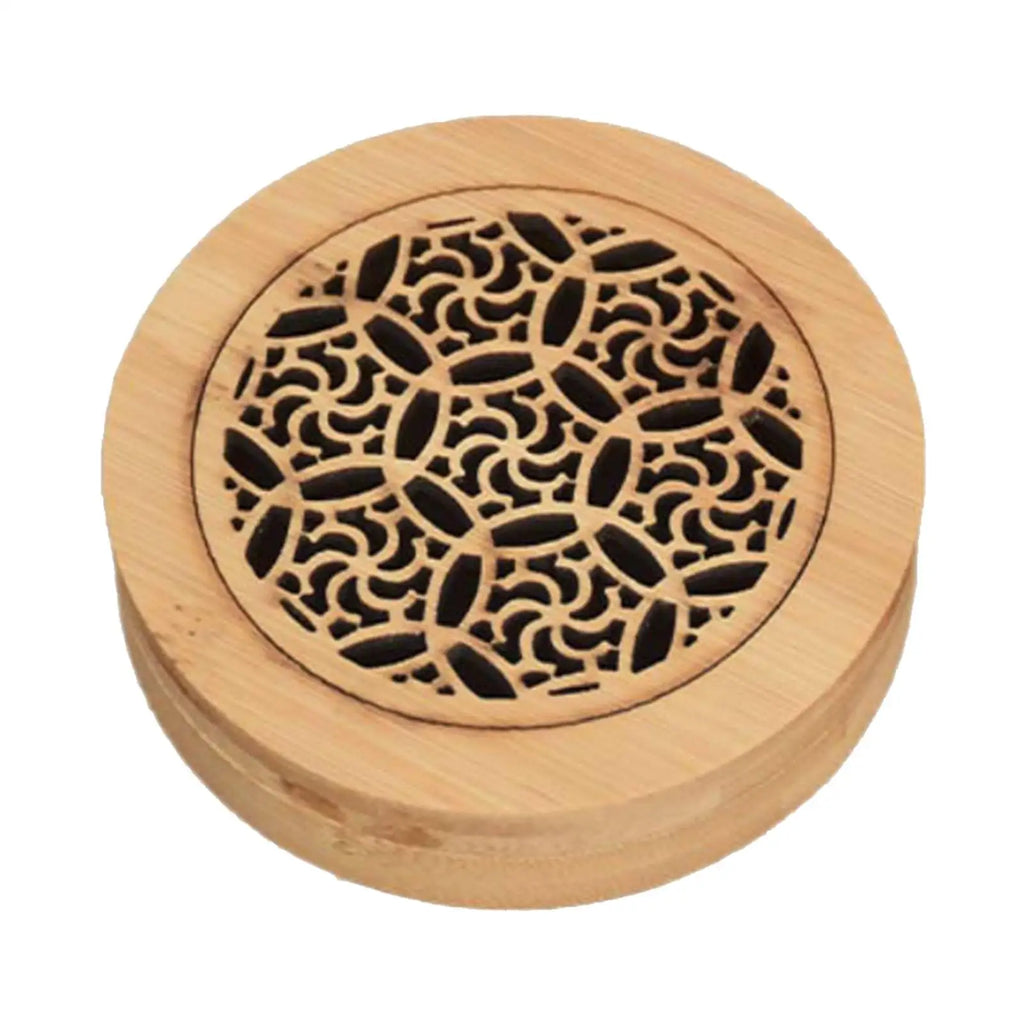 Wood Incense Burner Box Kitchen Wooden Chinese Style Housewarming Furnace Livingroom Incense Burning Round Ash Catcher with Lid