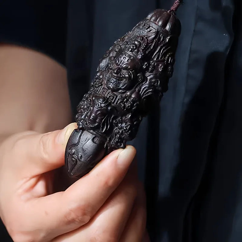 Hand-Carved Agarwood Mahakala Vajra Phurba 3.5 Buddhist Ornament