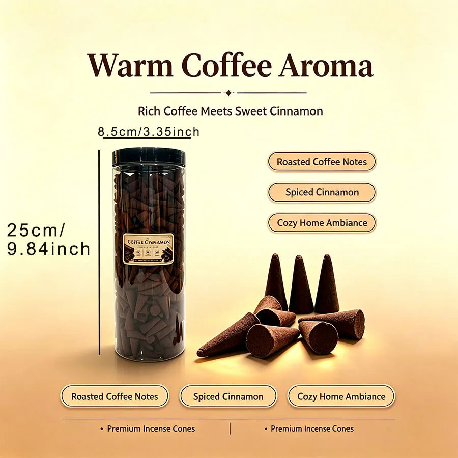 Premium Warm Coffee Incense Cones, Natural and Handmade, with a Coffee-Scented Milky Aroma, Gentle and Sweet Fragrance, for Relaxation and Sleep, Cozy Home Fragrance, Yoga and Meditation, for Indoor and Outdoor Use, Gift