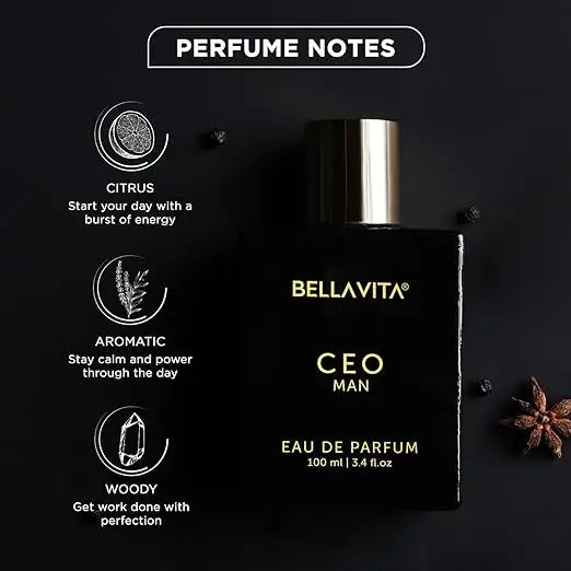 Bella Vita Luxury CEO MAN Eau De Parfum Perfume for Men with Lemon, Lavender, Tonka & Agarwood|Woody & Spicy Long Lasting EDP Fragrance Scent, 100 Ml