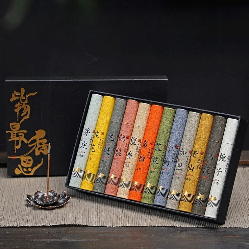 12 Types of Natural  Incense Per Box Sandalwood Osmanthus Incense Stick Home Fragrance Aroma Blessing Ceremony Pray Buddha Cense