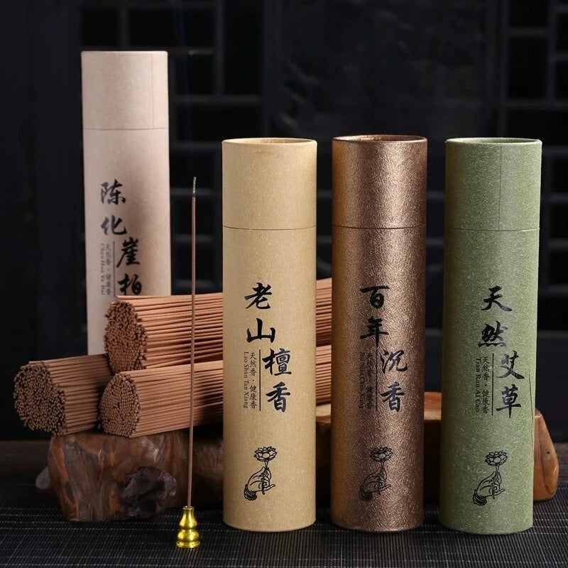Natural Herbal Old Sandalwood Incense Sticks Wormwood Tibetan Agarwood Cypress Incense Long Lasting Fragrance for Buddha Worship
