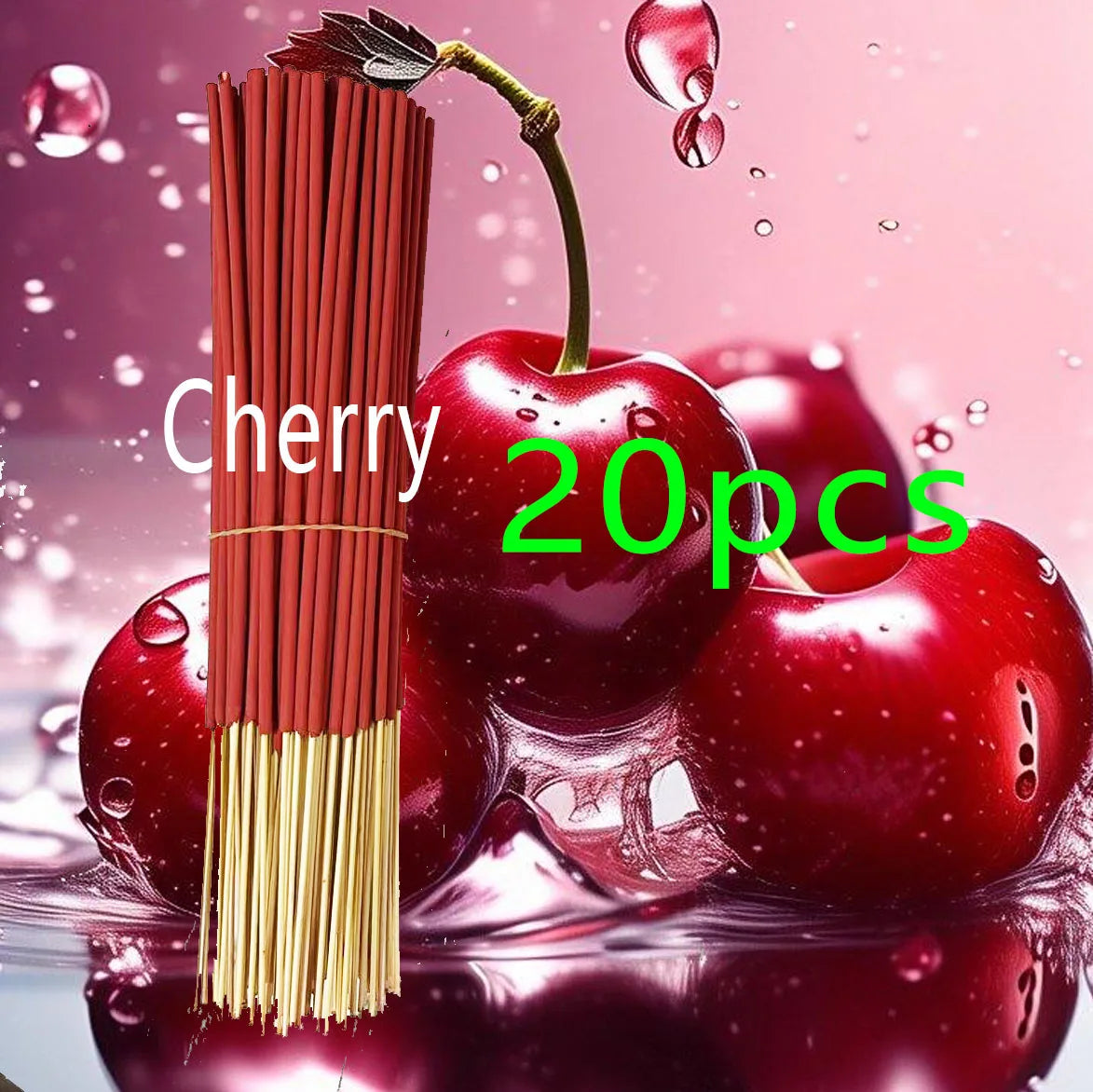 Handmade Cherry Scented Incense Sticks - 22.0cm Long-Lasting Artificial Wooden Incense Sticks, Safe and Non-Irritating for Indoor and Outdoor Use, Feather-Free Yoga and Meditation Decorations, Suitable for Camping, Travel, Garden, and Holidays (Halloween,