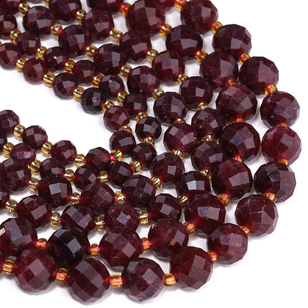 6 8 10mm Faceted Round Beads Natural Garnet Stone Beads for Jewelry Making Diy Bracelet Necklace Accessories 7.5inch