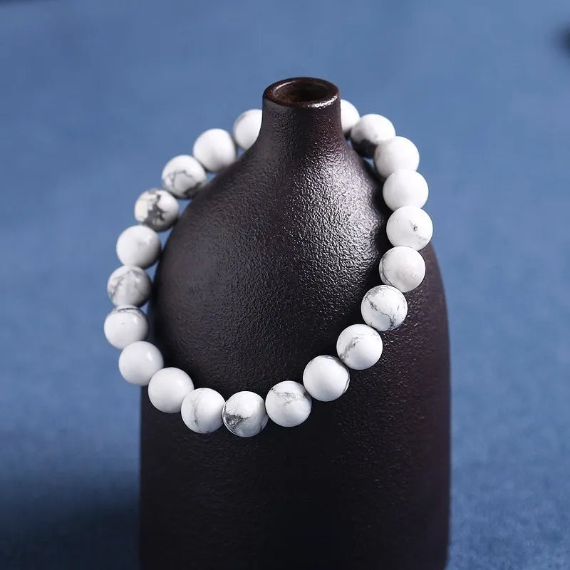 White Howlite Turquoise Bead Bracelet 18-19cm