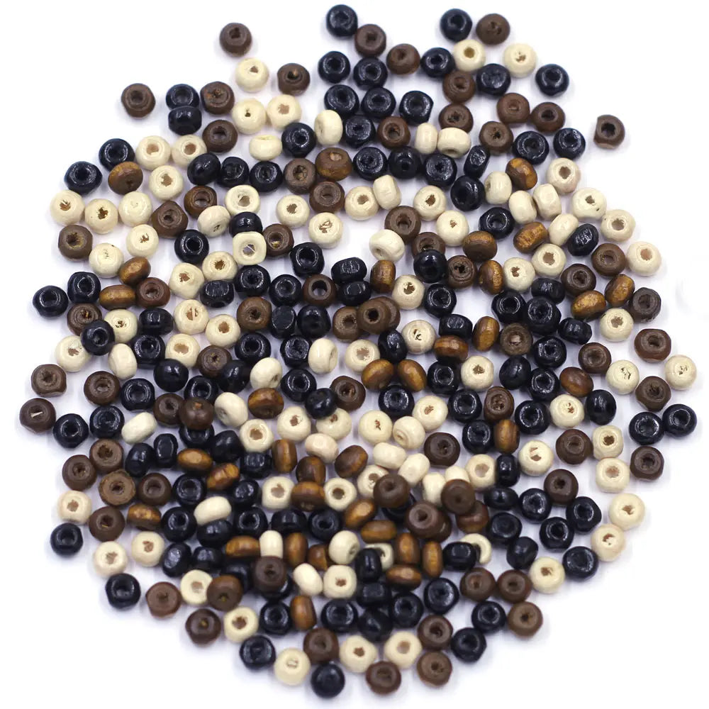 900Pcs Wood Spacer Beads Loose Seed Wooden Tiny Round Cute Natural Color For Charms Necklaces 4mm