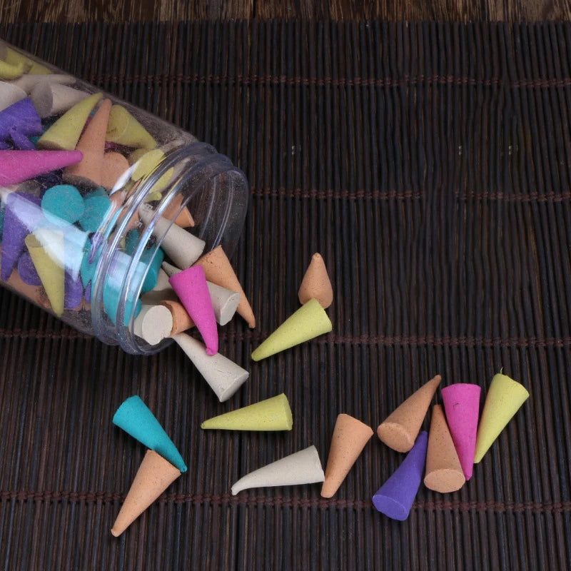 30Pcs Natural Incense Cones Mixed Flavor Backflow Insence Floral Lavender Sandalwood Yoga Meditation Tea Room Home Decorations