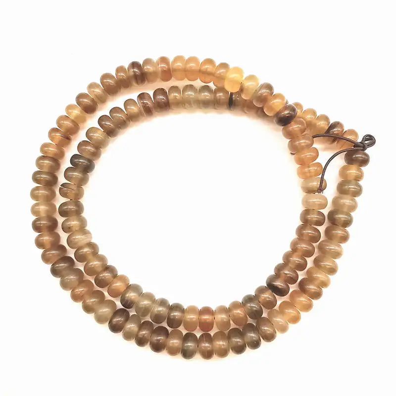 108 Beads Natural Ox Horn Round Beads 10x6mm TSB0509