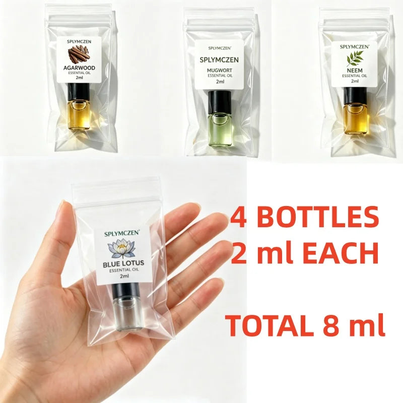 SPLYMCZEN 2ml Mini Botanical Essential Oil Collection Agarwood Neem Blue Lotus Mugwort Aromatic Oil For DIY Soap Candle Scent
