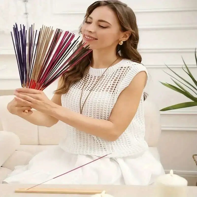 40pc Aromatherapy Incense Sticks Set 7 Natural Fragrances Lavender Jasmine Ocean Rose Sakura Incense Burner for Yoga Meditation