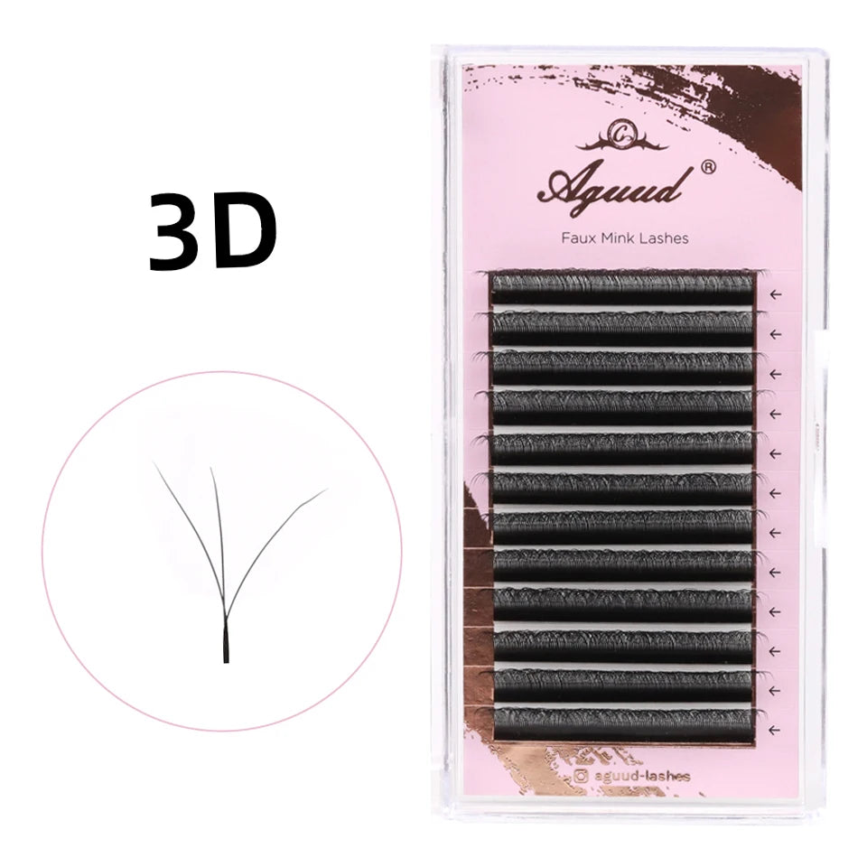 AGUUD 4D W Shape False Eyelashes Natural Volume Fans