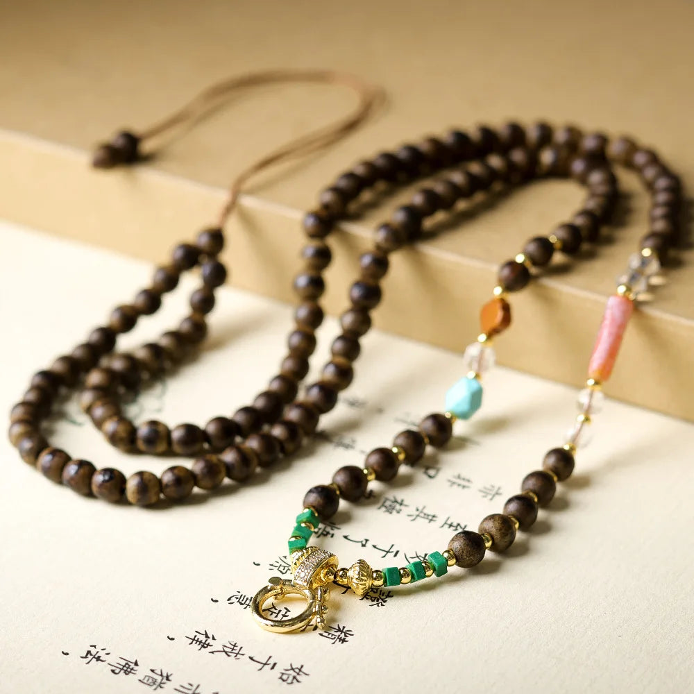 Handwoven First Grade Butter Agarwood Universal Pendant Cord New Chinese Style Wooden Hanging Rope for Women Gifts