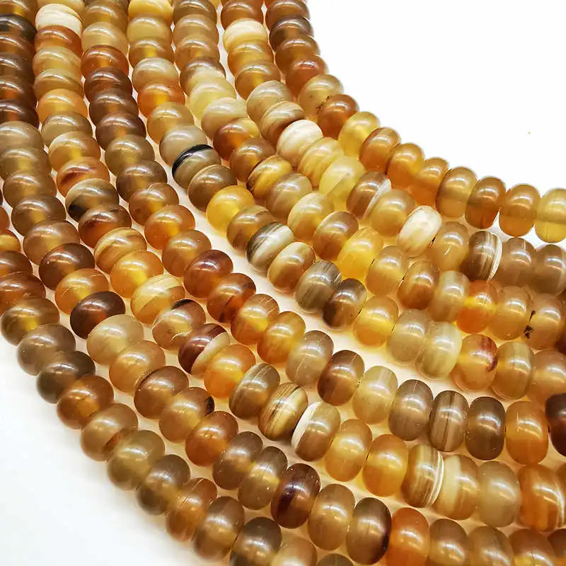 108 Beads Natural Ox Horn Round Beads 10x6mm TSB0509