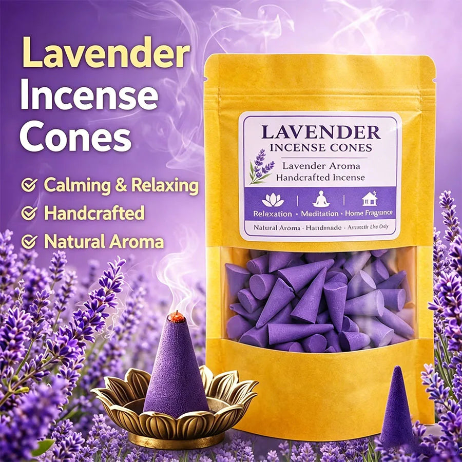 Premium lavender aromatherapy cones, traditionally handcrafted, with a gentle and sweet lavender scent, for relaxation and sleep, a comfortable home fragrance, suitable for yoga and meditation, indoor and outdoor use, and ideal for holiday gifts