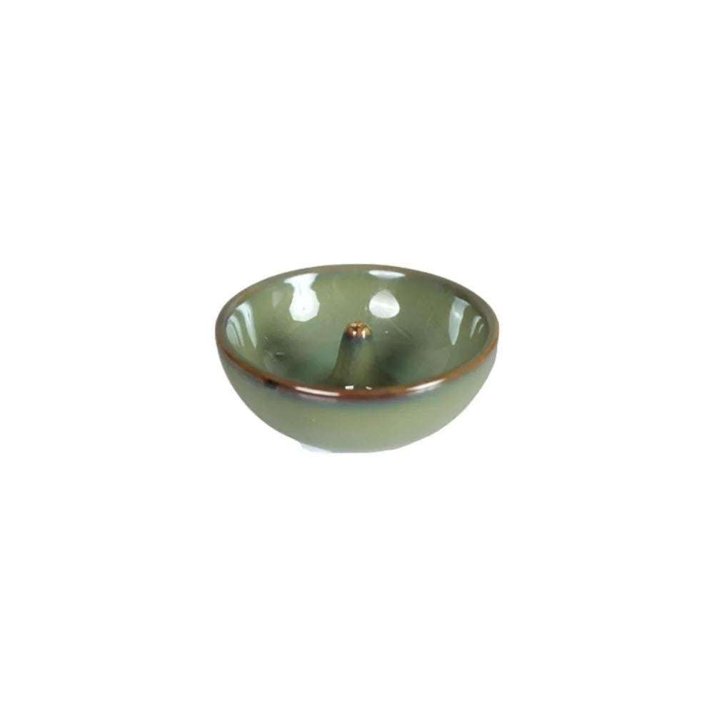 Decorative Retro Incense Holder Zen Style Sturdy Incense Stick Burner Round Ceramic Agarwood Tray Meditation