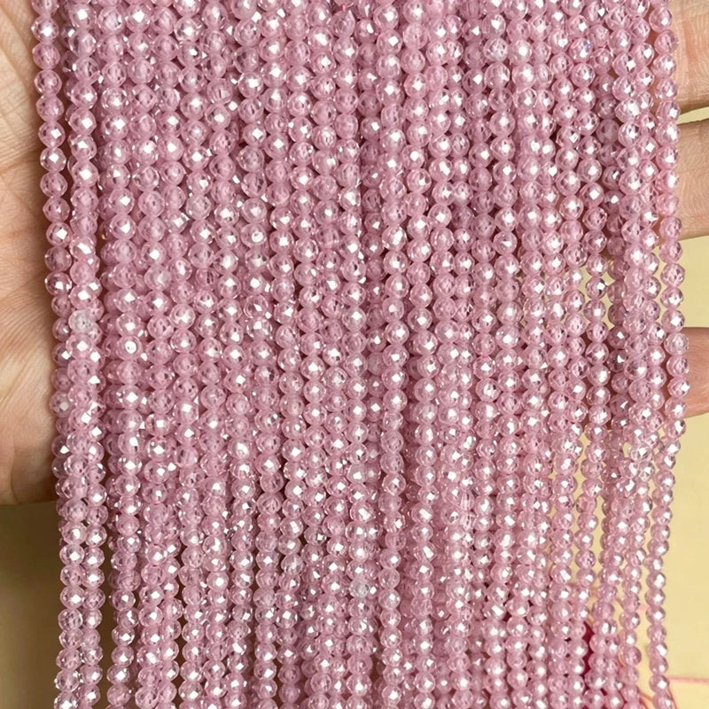 2 3 4mm Faceted Zircon Cubic Natural Stone Round Loose Beads For Making Women DIY Bracelet Necklace Jewelry Accessories Supplies