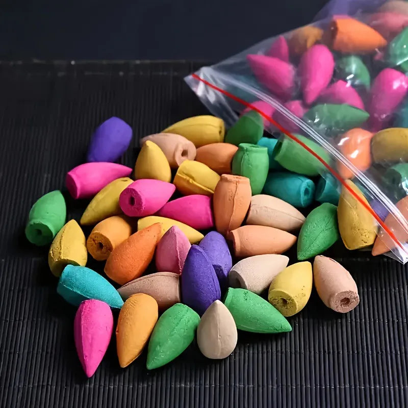 30/100 Pcs Backflow Incense Cones – Mixed Smoke Waterfall Reverse Flow Incense for Burner, Home Spa