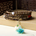 Original Design First Grade Butter Agarwood Multi Wrap Bracelet with Beeswax Agate Bodhi Root Butterfly Charms Gifts