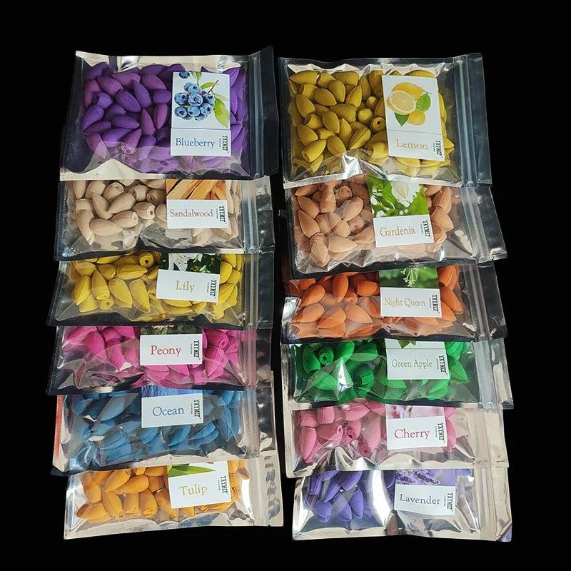 50pcs/bag Natural backflow incense cones Sandalwood Lavender Mixed scents for home waterfall incense smoke Reflux Tower Incense