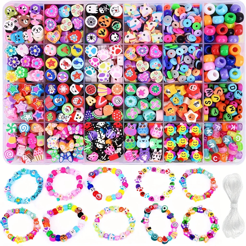 10000pcs Assorted Polymer Clay Beads Kit for DIY Jewelry Making - Handmade Craft Supplies for Bracelet, Necklace, Earrings - Gre