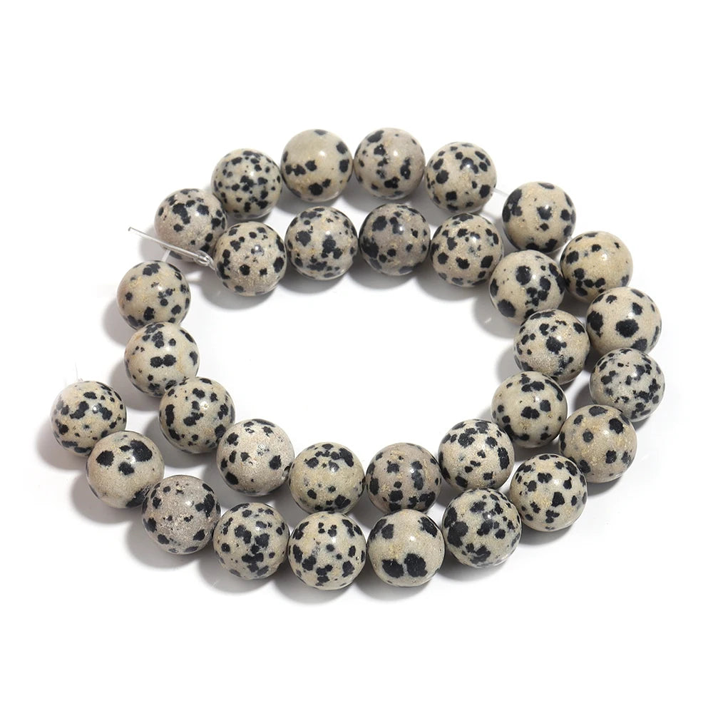 4 6 8 10 12mm Natural Dalmatian Jasper Beads Round Loose Spacer Stone Beads For Jewelry Making DIY Necklace Bracelet Accessories
