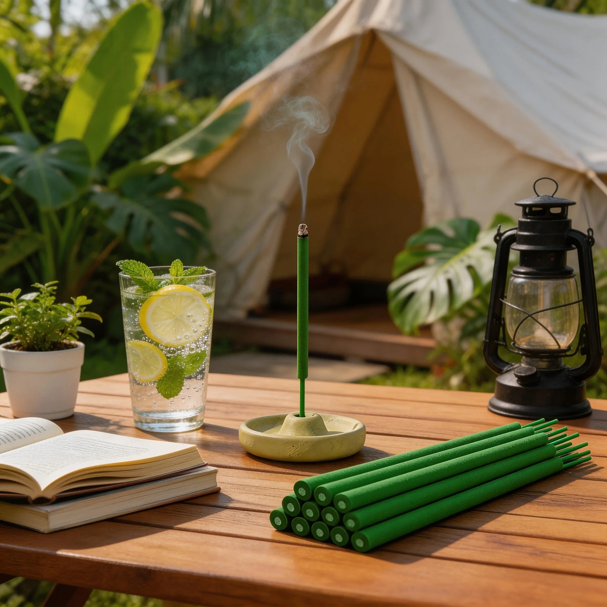 Thick Citronella Incense Sticks Burn 1-2.5 Hours Affected By Wind With Lemongrass Mint Rosemary Scent For Yard Garden Camping
