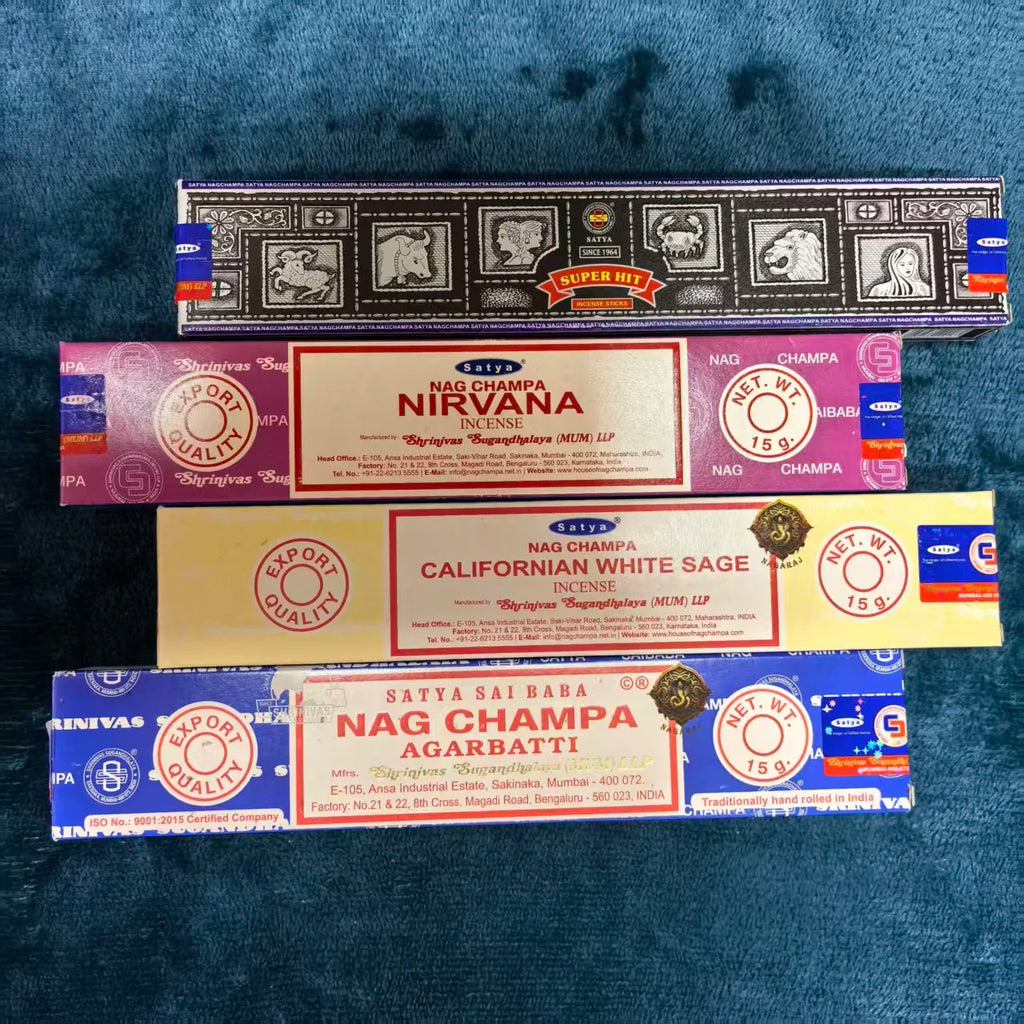 4 Boxes MONEY MATRIX Incense Sticks - Mixed Flavor Satya Handmade Sandalwood/Lavender/BLACK OPIUM/PALO SANTO/Super Hit/NAGCHAMPA