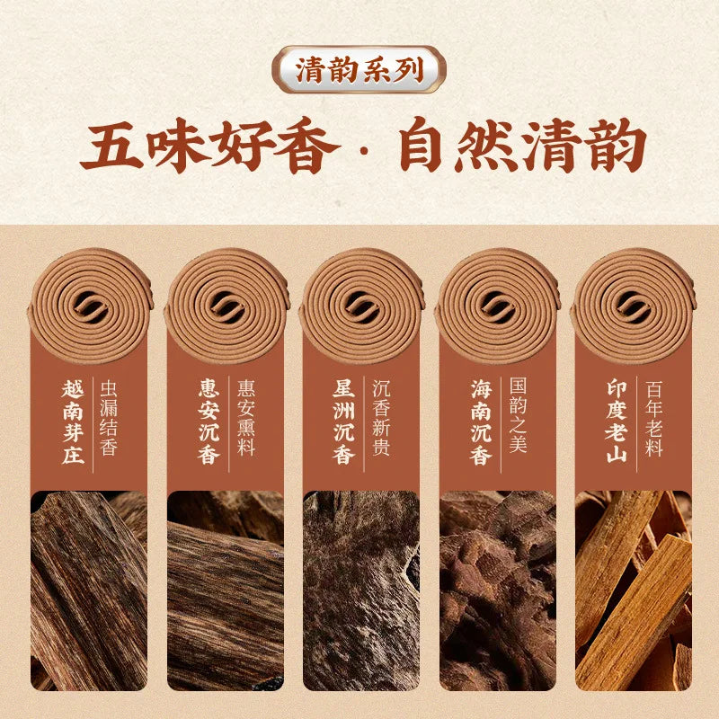Sandalwood Agarwood Coil Incense Goose Pear Bedchamber Incense Hainan&Indian Old Sandalwood for Home Bedroom Indoor Aromatherapy