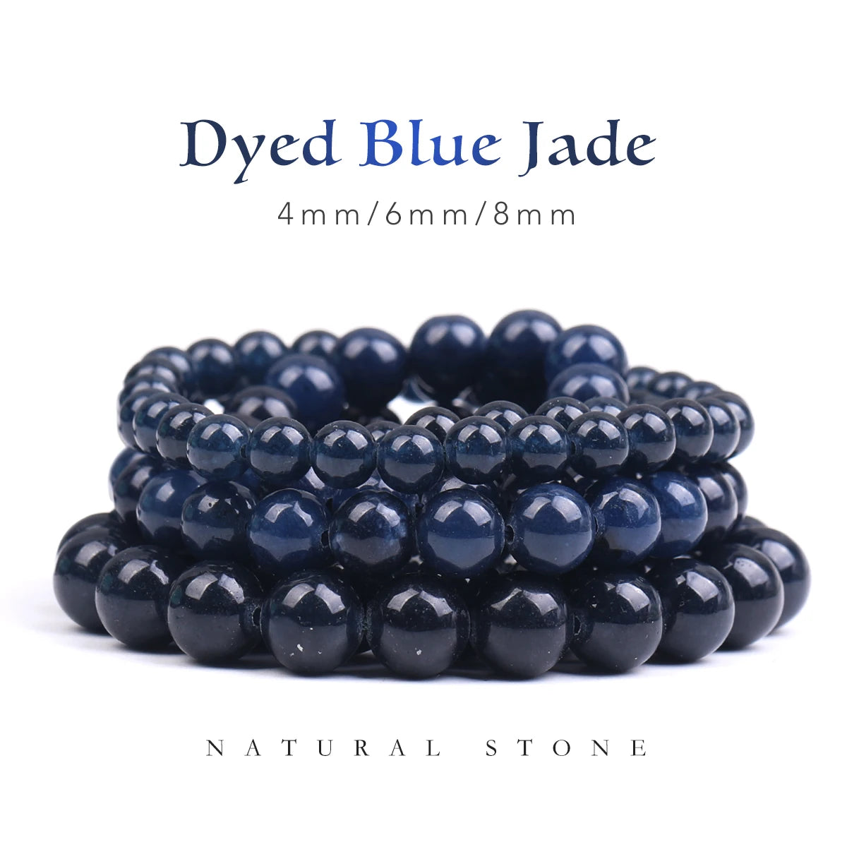 4mm 6mm 8mm Blue Jade Beads for Jewelry Making