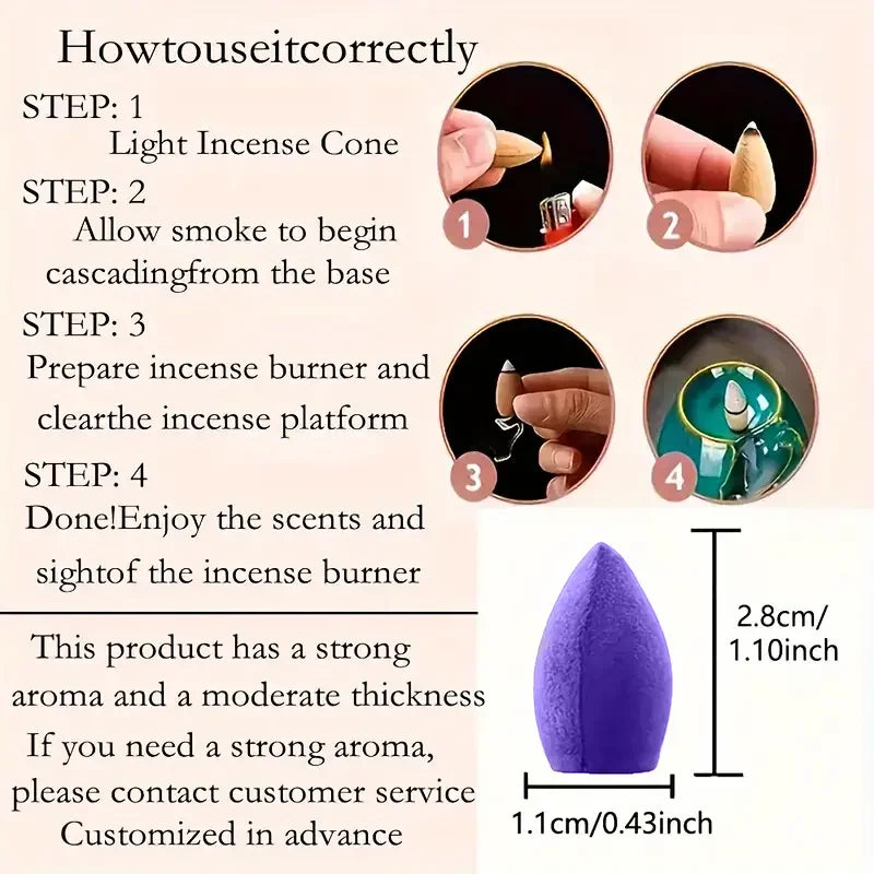 20pcs, Mix Natural Reflux Incense Rose Jasmine Lavender Cones Backflow Incense Cones, Sandalwood Mix Incense Cones, Natural