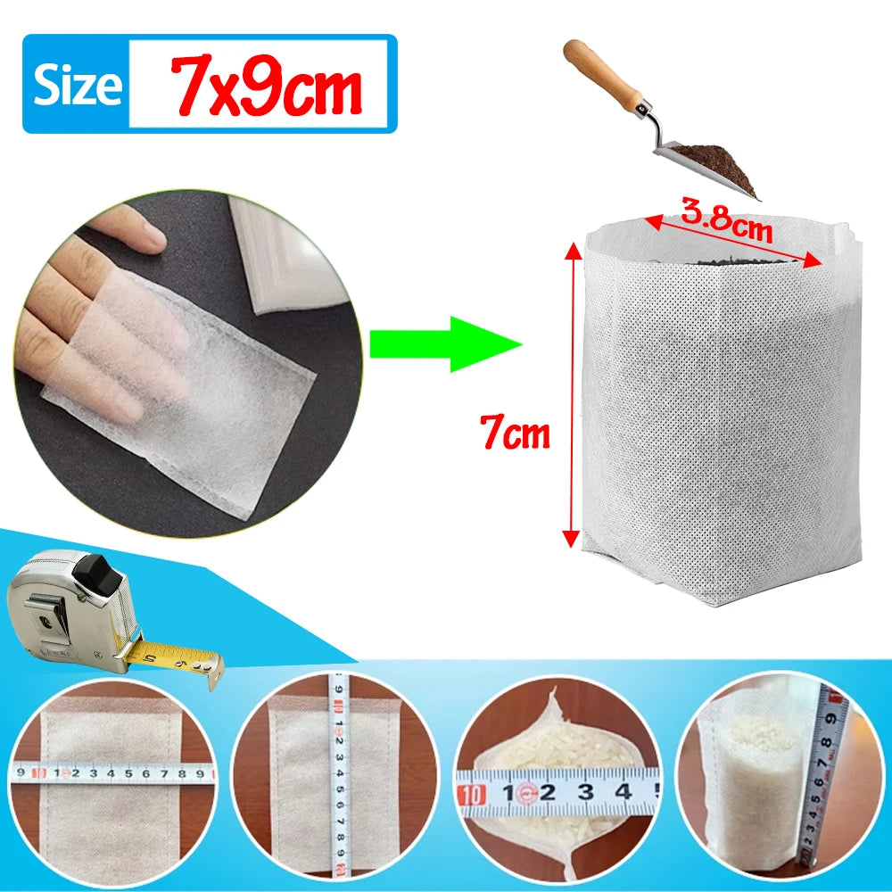 100-500Pcs Biodegradable Grow Bags 10x10cm-20x26cm