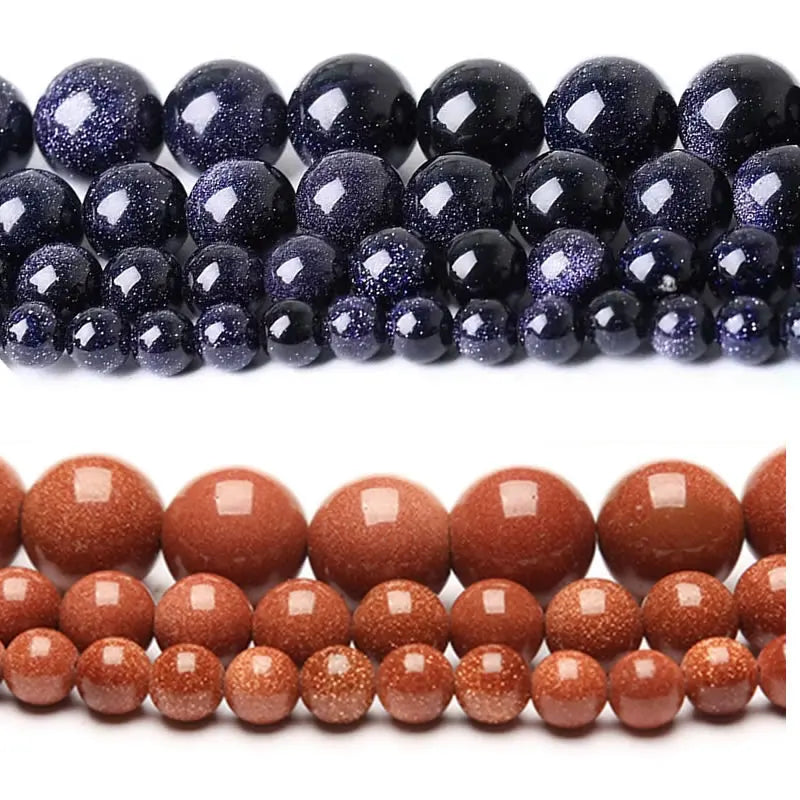 Making Natural Blue Green Golden Sandstone Round Loose Beads 4 6 8 10 12 MM Pick Size For DIY Necklace Bracelet Jewelry Make